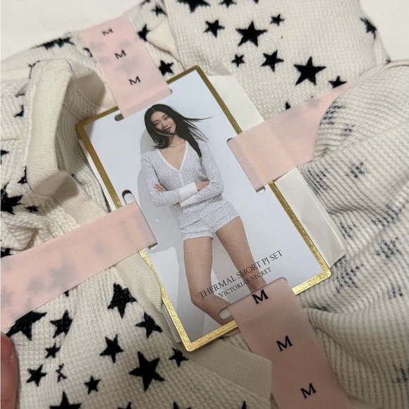 Victoria's Secret White and Black Star Thermal PJ Set - Picture 3 of 3